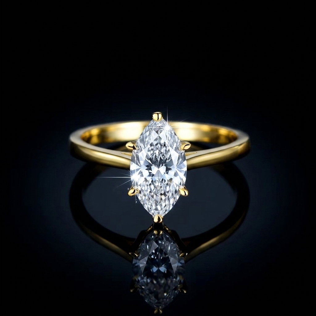New Design S925 Silver 18k Gold Plated 1CT 2CT VVS D Color Marquise Cut Moissanite Women Ring Engagement Wedding Moissanite Band