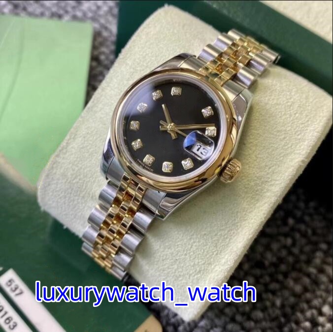 Watch Womens Calendar 179163 26mm 31mm Mechanical Sapphire Glass Black Dial Solid Clasp Jubilee Steel Bracelet Sweeping Watches Ladies WristWatches