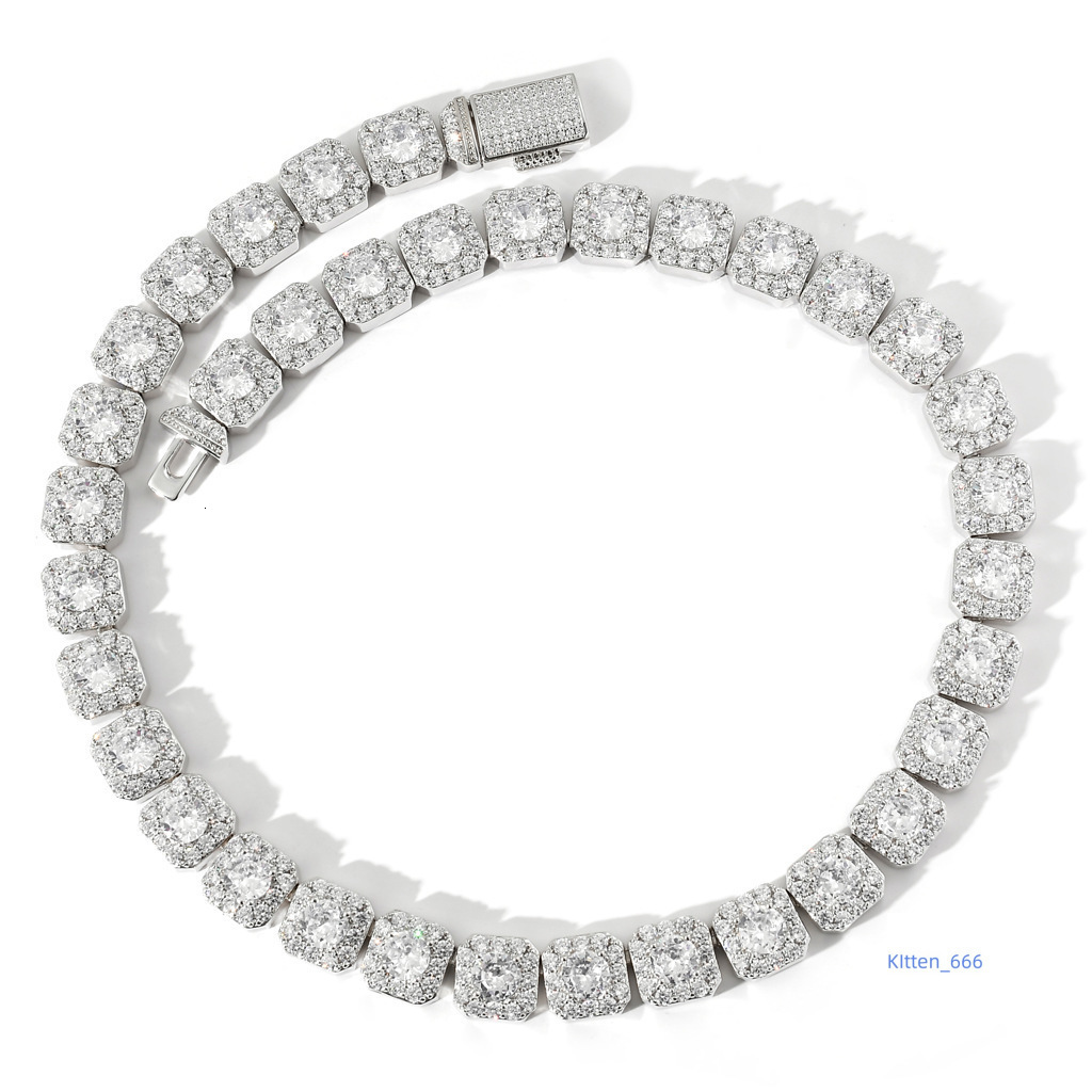 Fashion sterling silver white gold 13mm diamond tennis chain hip hop men moissanite jewelry