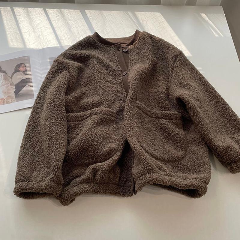 Designer femmes polaire boutonné Cardigan sweat-shirt couleur unie col montant à manches longues veste décontractée