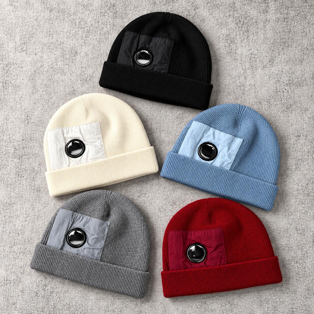 Designer Beanie Goggle Hat Knitted Winter Cap with Integrated Eyewear Detail Casual Streetwear Fashion Outdoor Ski Style Headwear for Men Women