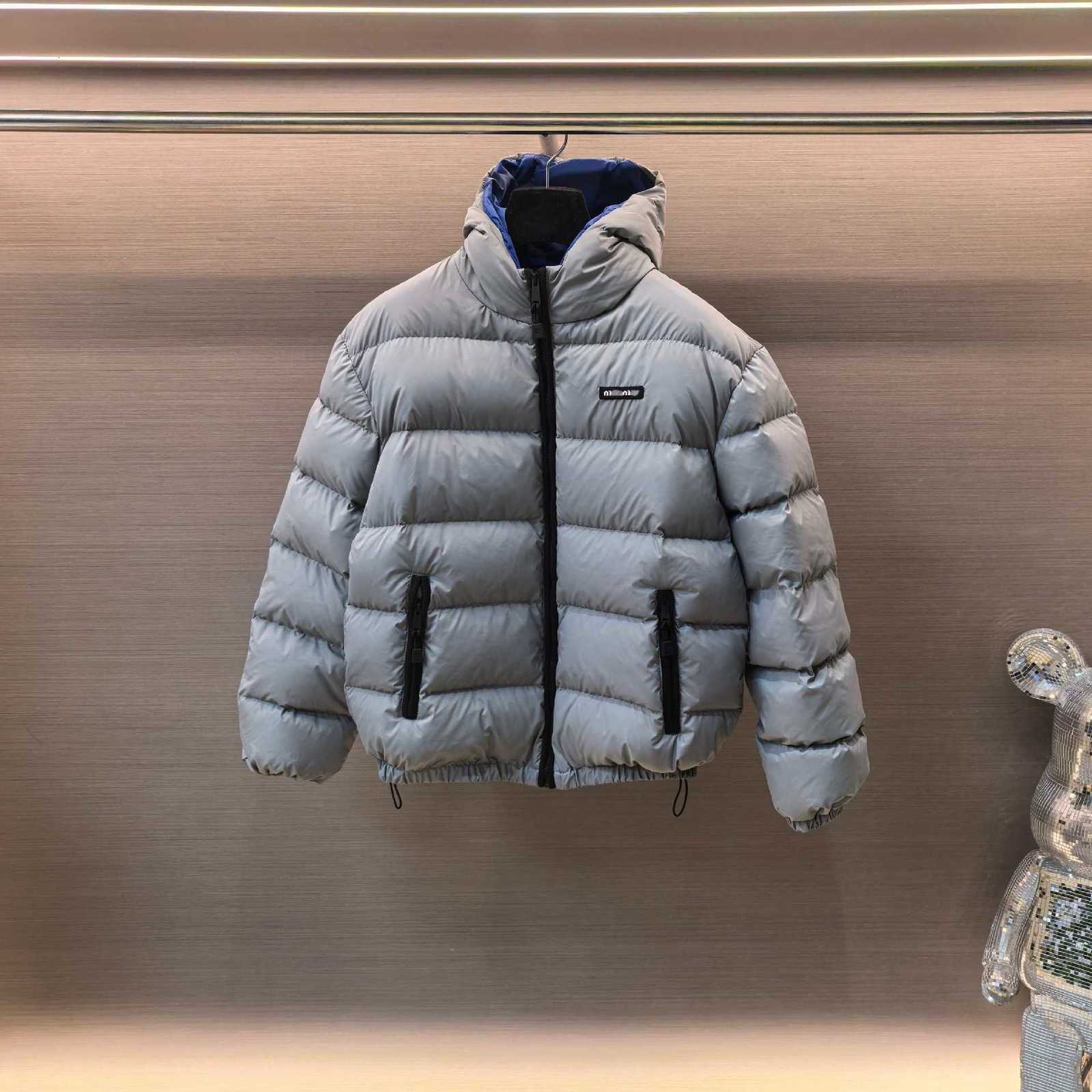 designer Women's Down & Parkas MIU new oversized silver-gray duck down puffer jacket, a warm outerwear for both men and women JDT0