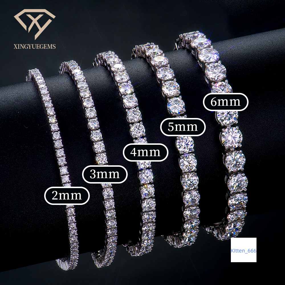 Wholesale Men's and Women's S925 Sterling Silver Tennis Chain Bracelet VVS Lab Moissanite Mossanite Hip Hop Style for Gifts