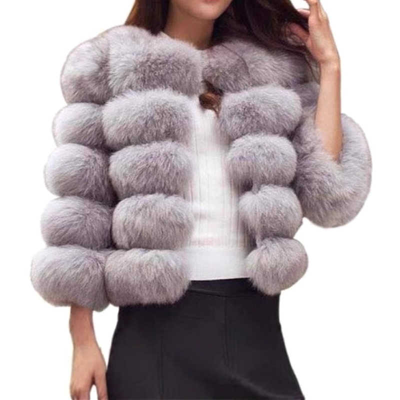 Fur Women Coats Zipper Short Coat Jackets Elegant Thick Warm Solid Jacket Furry Outerwear Elegant Splice Winter S2610168LPY