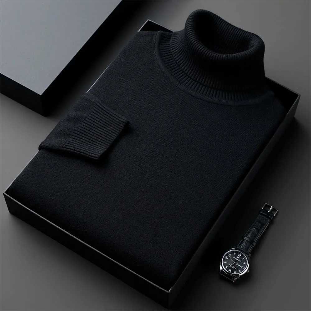Anti-pilling Sweaters for Quty Men Knitwear Turtleneck Sweater Slim Fit Long Slve Pullover Solid Color Men Clothing M261016