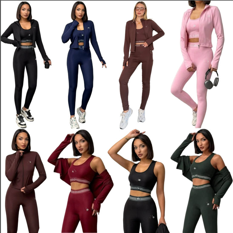 Casual women's slim Tracksuits fashion short jacket & vest & jogging pants yoga three piece sets high elasticity women running Track suit