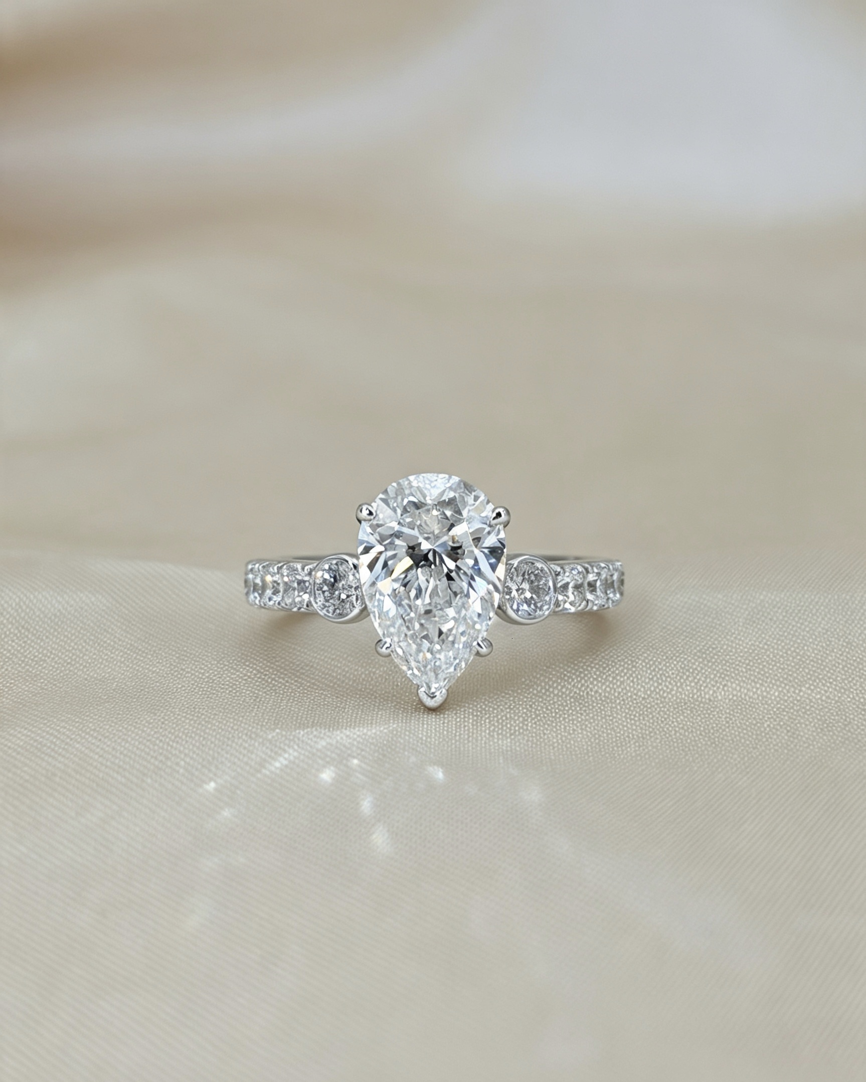 Pear Moissanite Diamond Engagement Ring 3Ct Moissanite Bridal Wedding Jewelry 3Ct S925 Sterling Silver Set VVS1 D Color