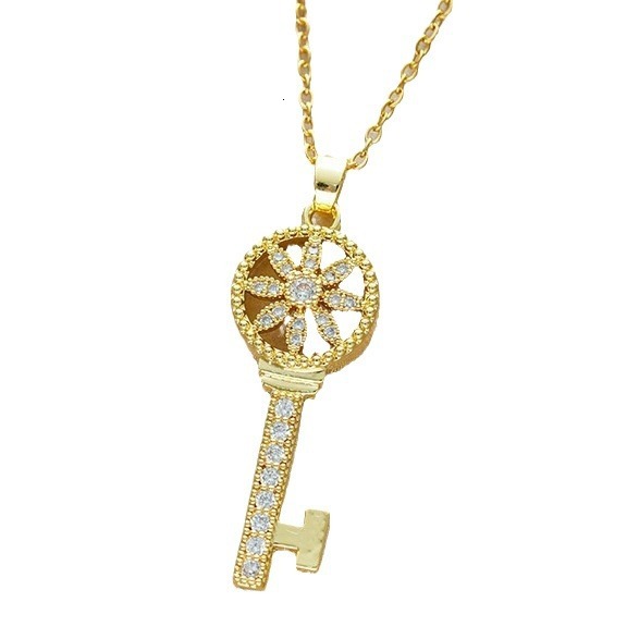 Luxury Brand Designer Jewelry Steel Starburst Key Light Luxury Elegant Gorgeous Full Diamond Necklace For Women Versatile Clavicle Steel Chain Luxur