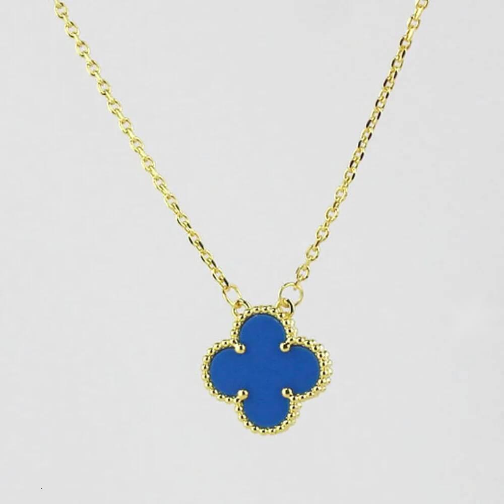 18K Gold Plated Four Leaf Clover Designer Necklace Luxury Mother Of Pearl Pendant Elegant Neck Jewelry Women Girls Ideal Gift For Festival Engagemen