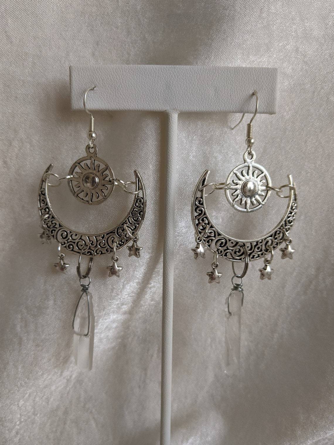 Luxury Brand Designer Jewelry Foreign Trade New Model Sun, Moon, And Stars Tibetan Silver Drop Earrings, Direct Sales From The Manufacturer Luxury B