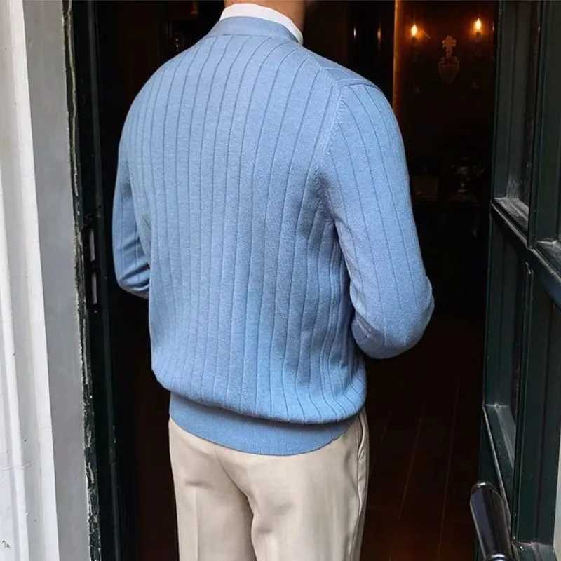 Cardigan Autumn Business Winter Men's Solid V Neck Knit Sweaters Casual Button Sweatercoat Male Slim Fit Knitted Sweater Tops M261016