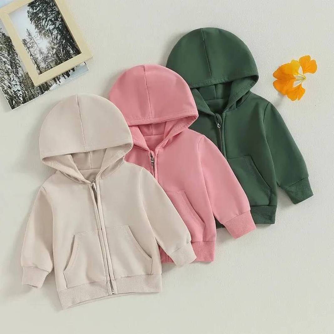 Girls Hoodie 15Y Baby Boy pullover Girl Zip Up Solid Color Casual Long Sleeve Hooded Sweatshirts Jacket With Pocket Zipper Hoodies Outerwear Crew Ne