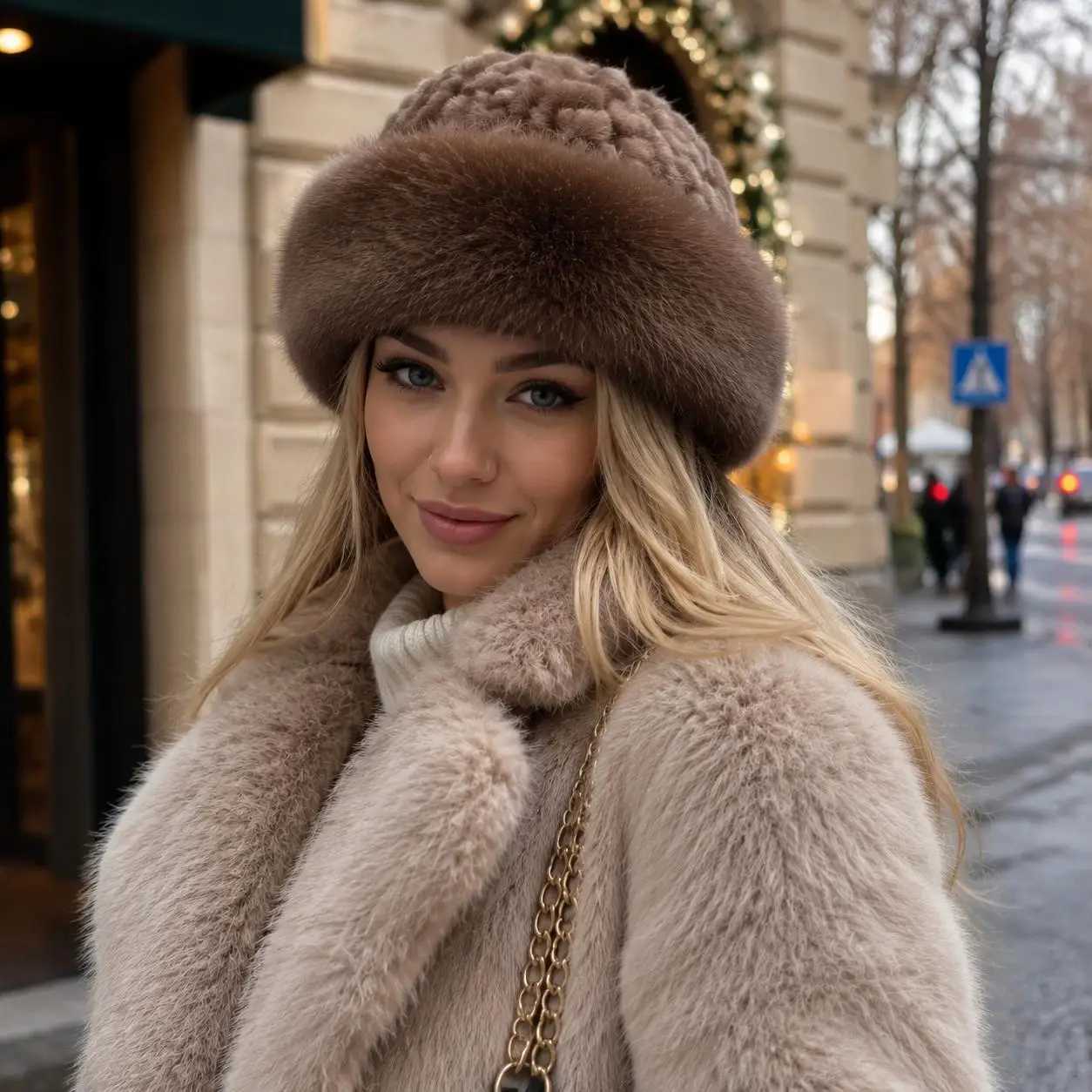 Beanie/Skull Caps Fluffy Fur Women's Hat Snow Ski Cap Windproof Keep Warm Fisherman Hat Female Faux Fur Thick Winter Hat Lady Russian Hat Q2610
