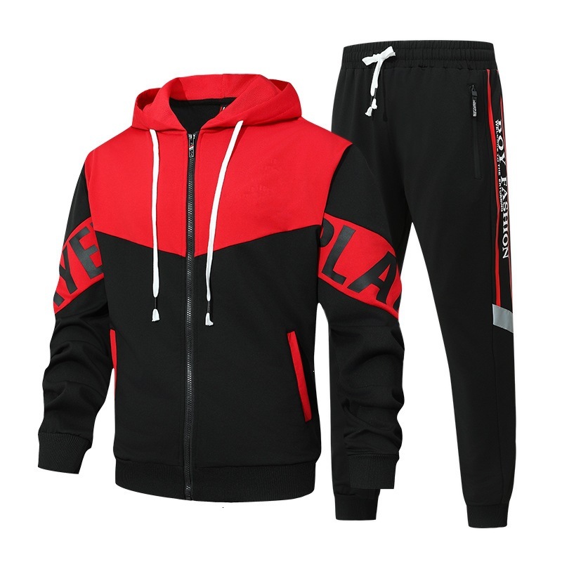 Men Teenagers Hooded Cardigan Sweatshirt Two Piece Set 2026 Spring Autumn New European American Style Casual Sportswear Soft Tracksuit For Daily Cas