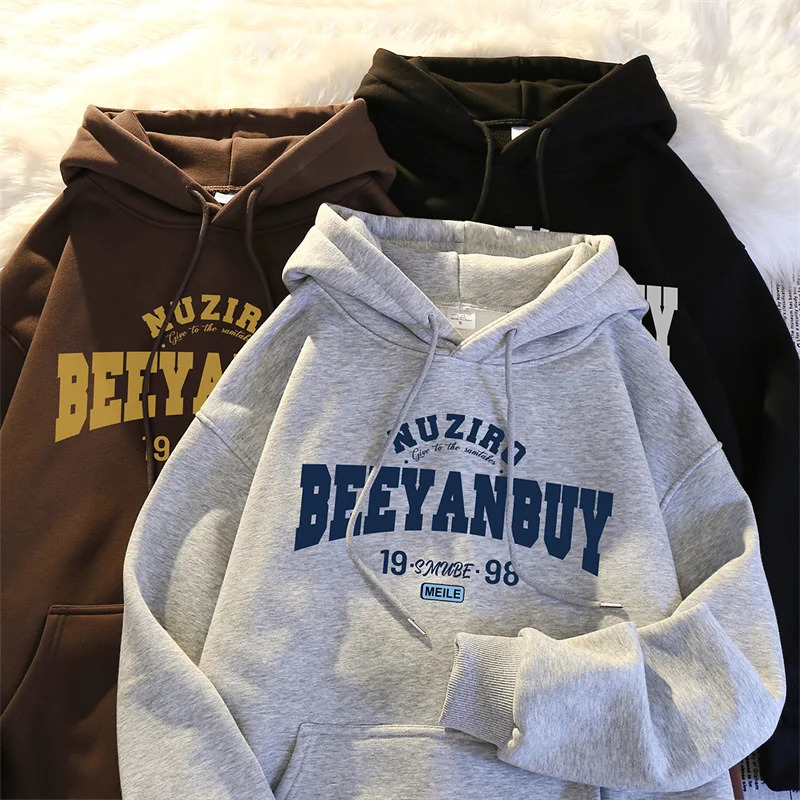Autumn High Street Letter Printed Y2K Hoodies For Man Oversized Long Sleeve Hooded Sweatshirts Vintage Fleece Sudadera Hombre 261019