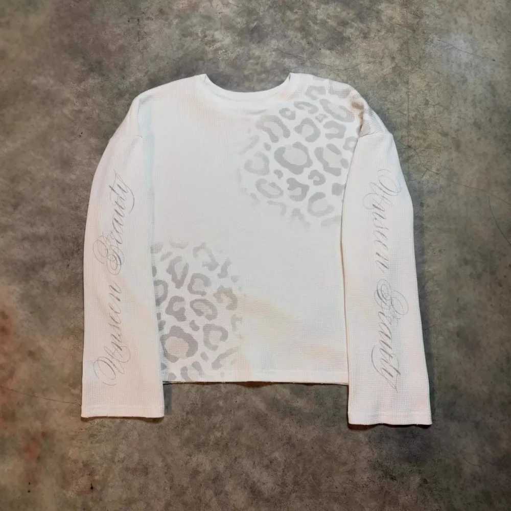 2026 New American Retro Leopard Print Long Sleeve T-shirt for Women Waffle Print Loose Casual T-shirt T261019
