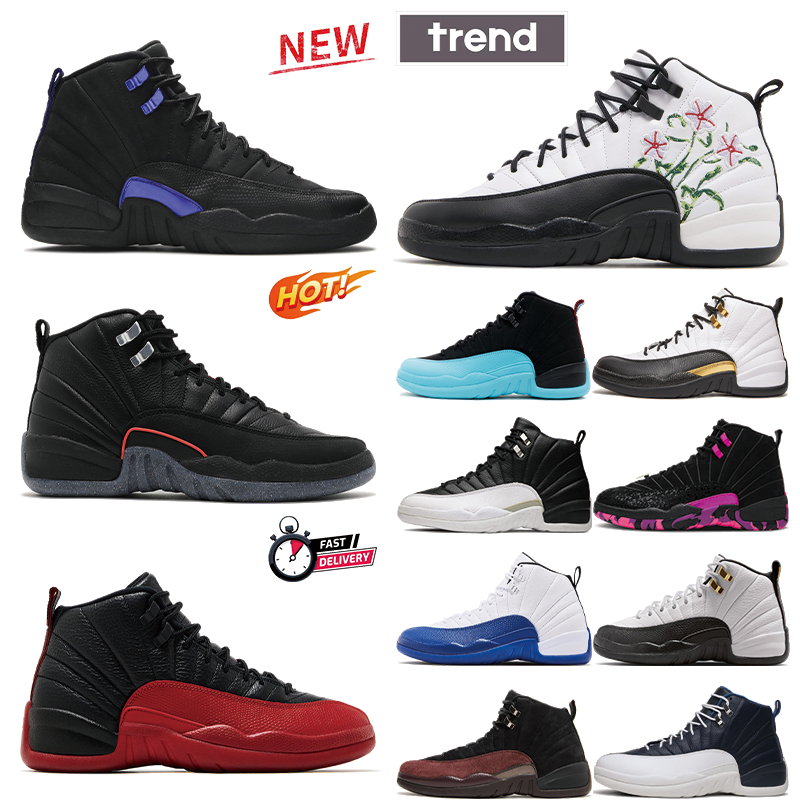 Taxi 12s designer basketball shoes for men women Dark Blue White Black Yellow Elephant Print Bucks White Green Flu Game Blue Pearl Pink mens trainer
