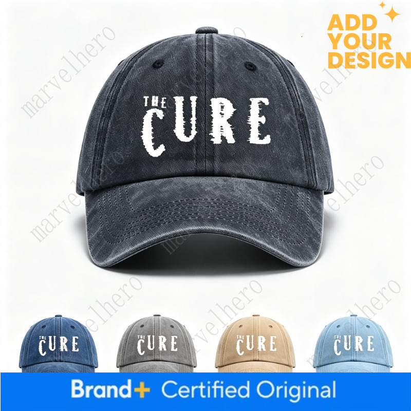 THE CURE Letter Print Washed Distressed Baseball Vintage Dad Curved Brim Sun Hat Unisex Casual Sports Cap For Men Women