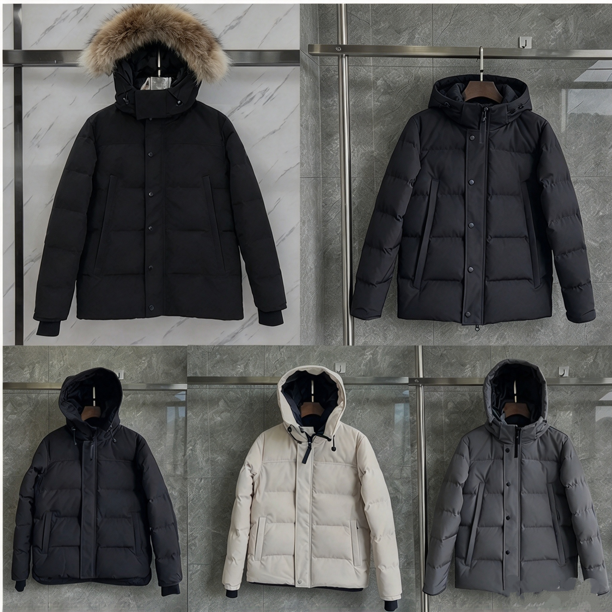 mens Winter jacket Wyndham jacket Parka Homme Warm Outerwear Wolf Fur Hooded Fourrure Manteau Jacket Coat Hiver Doudoune Black Label designer jacket
