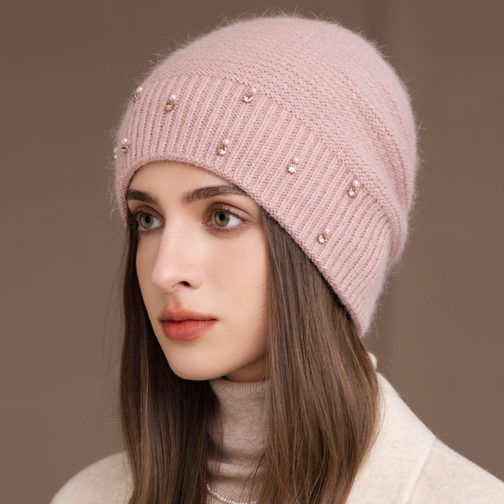 Hot Sale Fashion Women Decorate Beanie Rabbit Fur Blend Warm Winter Cap Y2K Female Casual Streetwear Knitted Hat J260511