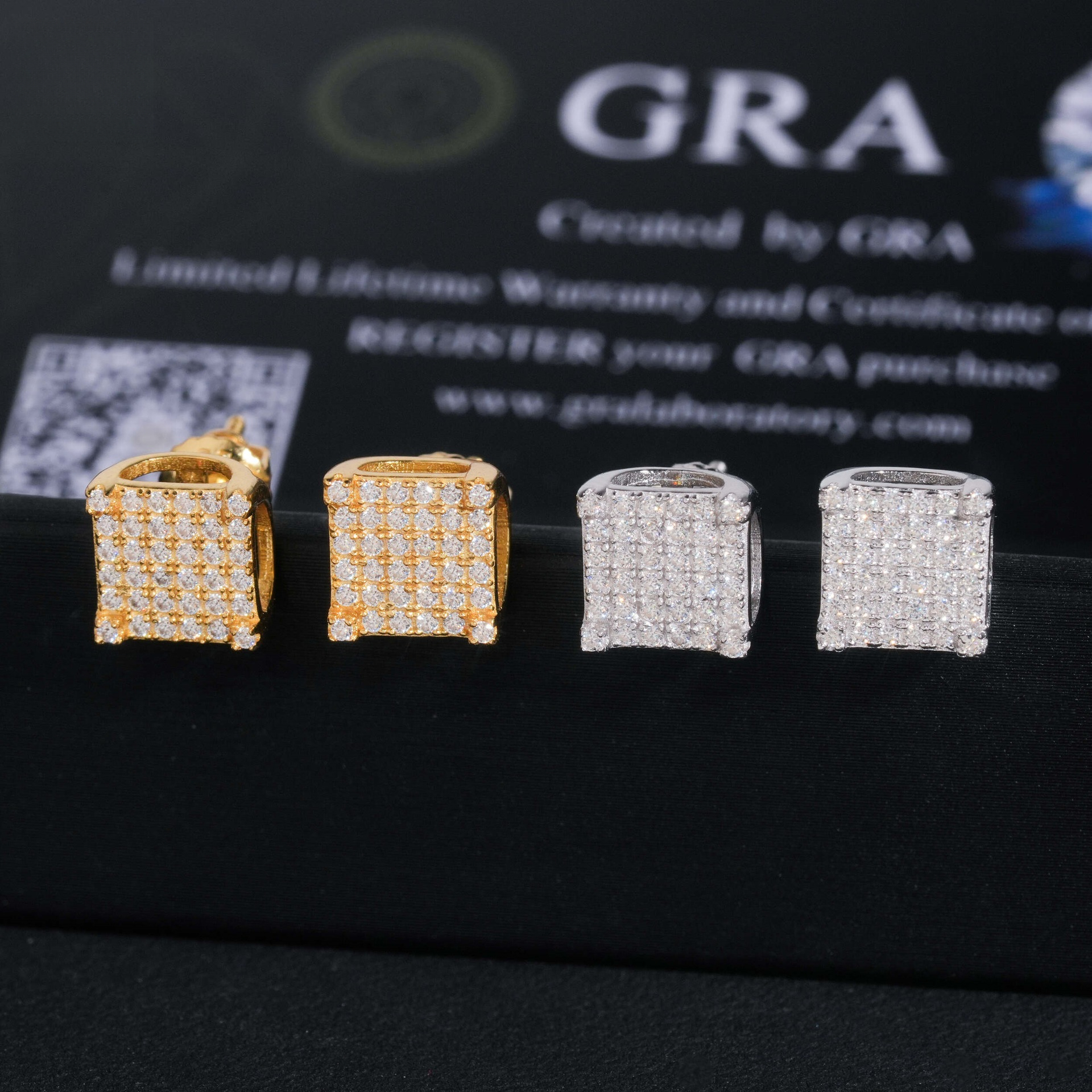 Niche fashion style 925 silver 8mm commuter inlaid with moissanite, popular earrings