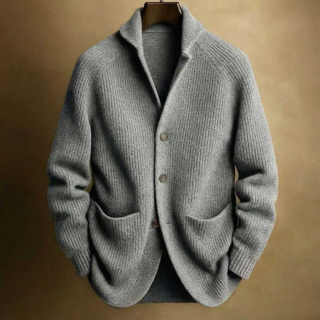 Single Spring Knitted Autumn Men Breasted Grn Fruit Collar Cardigan Sweater Knitwear Solid Long Slve Casual Sweatercoat Men M261016
