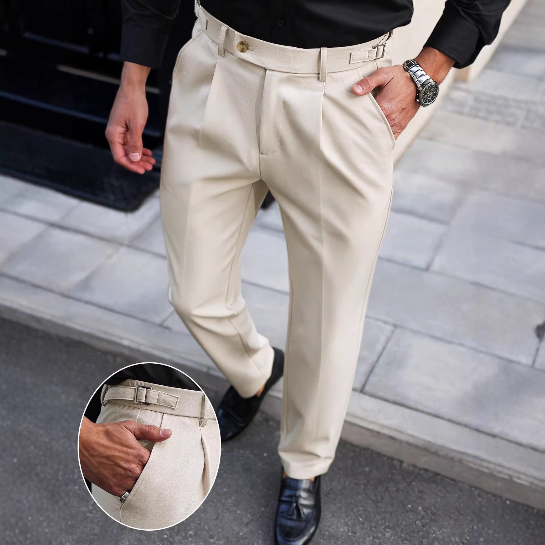 Men Straight Leg Dress Pants Spring Summer American High End Business Casual Commuter Trousers Fashion Pants