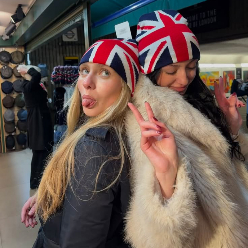 English Union Jack Flag Jacquard Winter Warm Beanie For Men Women Personality Hip Hop Knitted Hat Fashion Accessory J260511