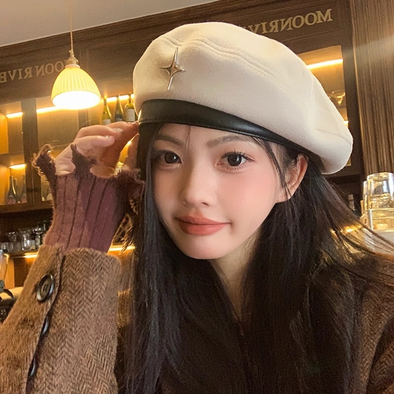 Korean-Style Beret Women, Autumn Winter, Casual With A -Inspired Look, Versatile And Face-Slimming, Popular Retro Artist Hat For Women Luxury Cap Br