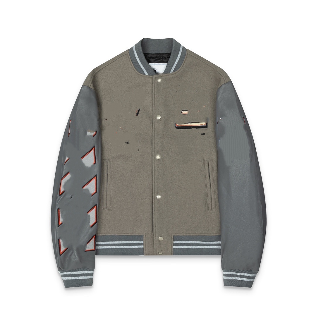 Veste de baseball brodée multi-logos lourds High Street, manches plaquées en cuir, manteau ample à épaules tombantes de style urbain-2
