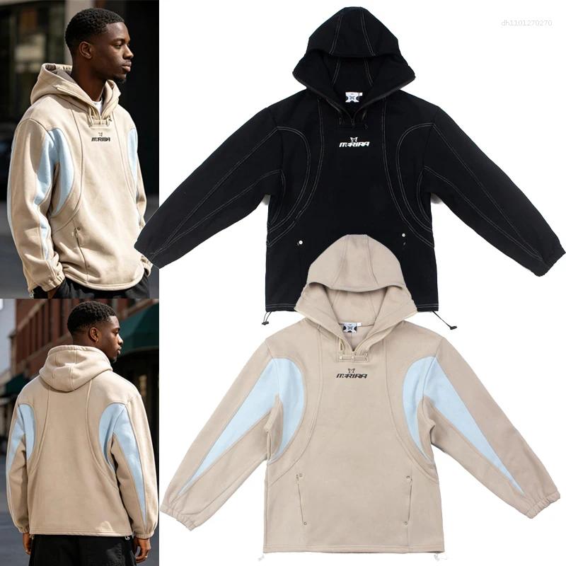 Street Brand Mertre Hoodie Spliced Three-dimensional Cut Striped Creative Three Zipper Hooded Sweatshirt Men's Women's