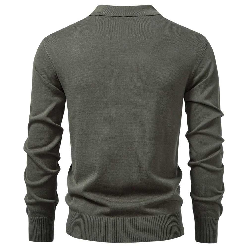 Pullover 2025 Autumn/Winter New Men's Long-Slved Knitted Shirt Half-Zip Business Casual Lightweight Shirt Men European Size M261016