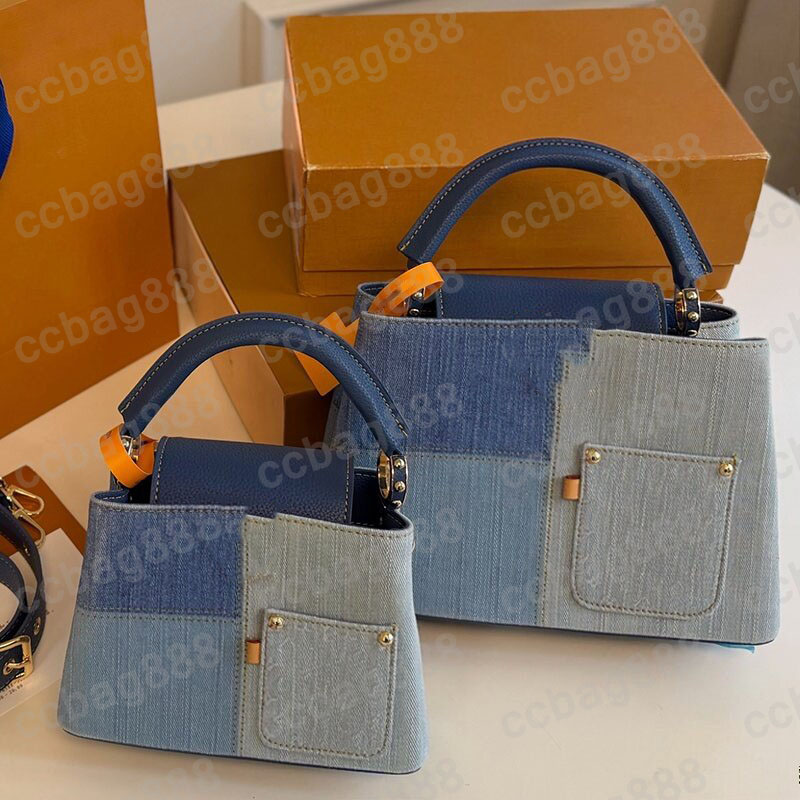 20X14CM/27X18CM Designer Denim Capucines Tote Shoulder Bag Multi Pochette Outdoor Sacoche Handbag Large Capacity Portable Makeup Purse