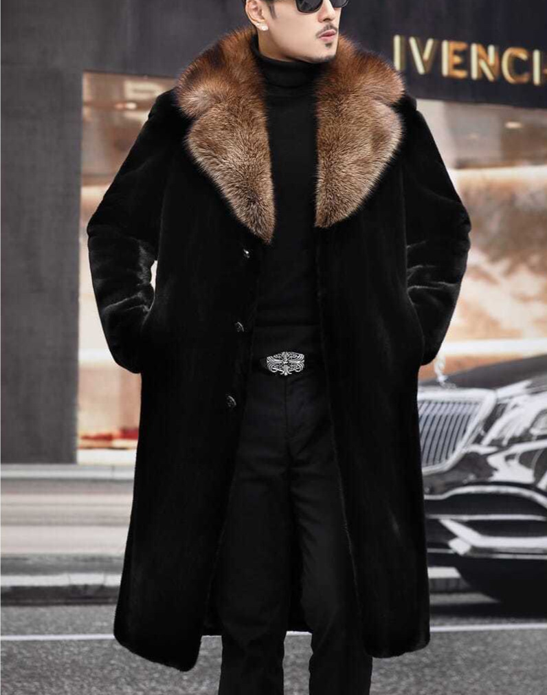 Men's hooded coat, new winter model, mid-length, warm Fur mink fur jacket, casual style Winter Fashion Coat