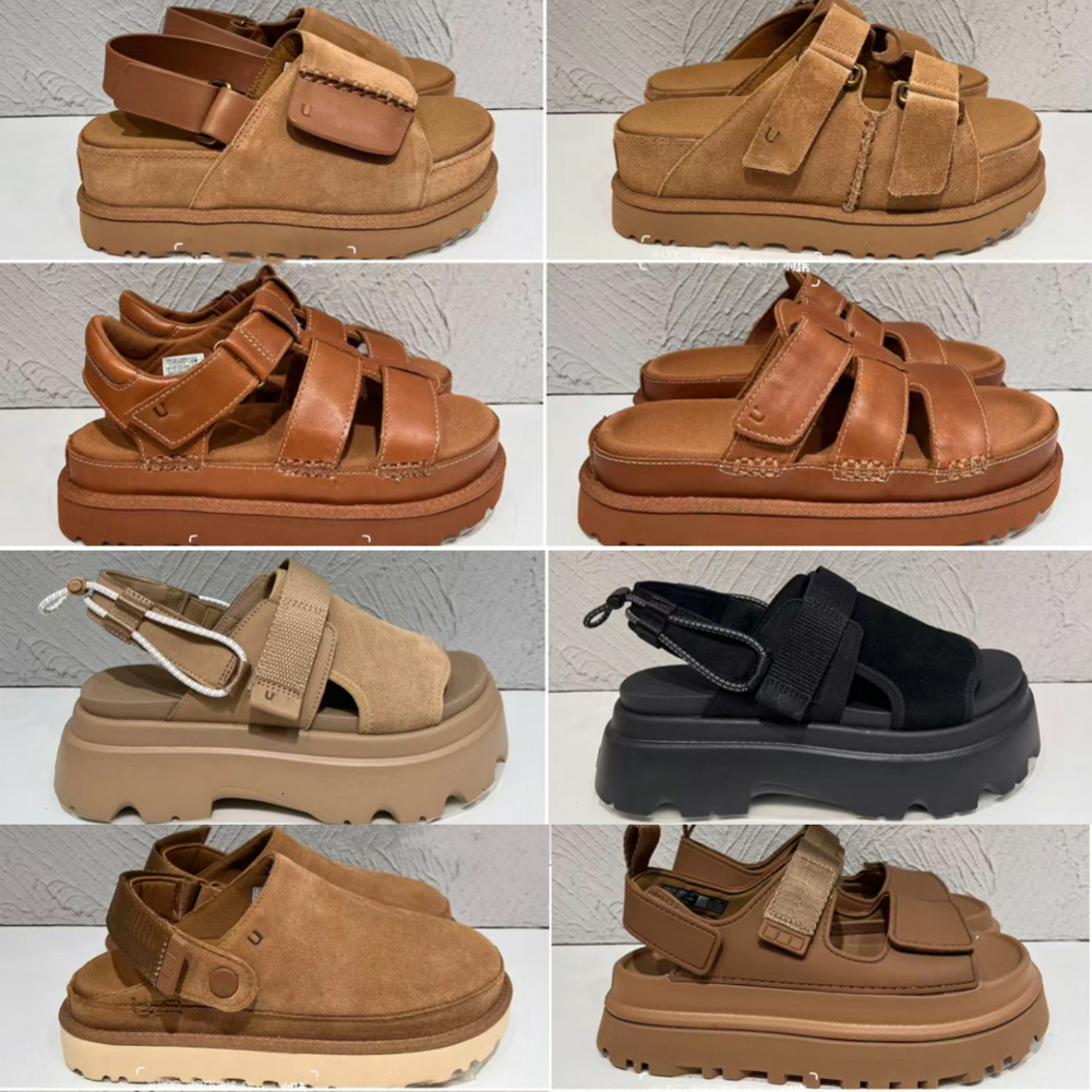 Designer Shoe Designer Goldenstar Sandals Golden Star Australia Summer Cowhide Slippers Beach Cross Slides Women Big Kids Tasman Fall Mustard Seed l