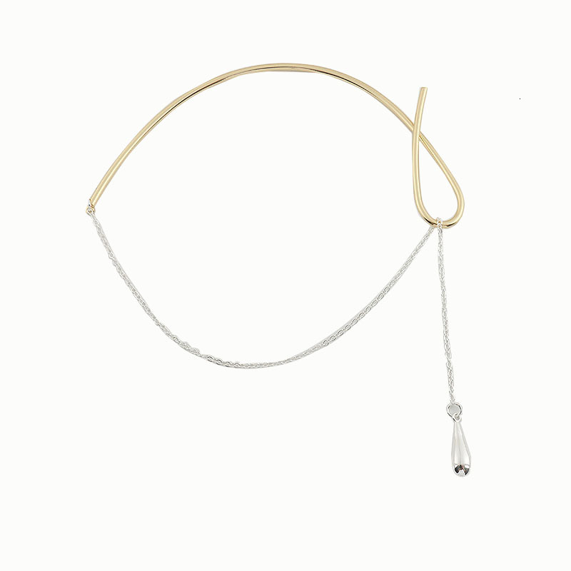 Elegant Design Gold and Silver Two-tone Water Drop Necklace Summer New Niche Pull Choker Clavicle Neck Chain