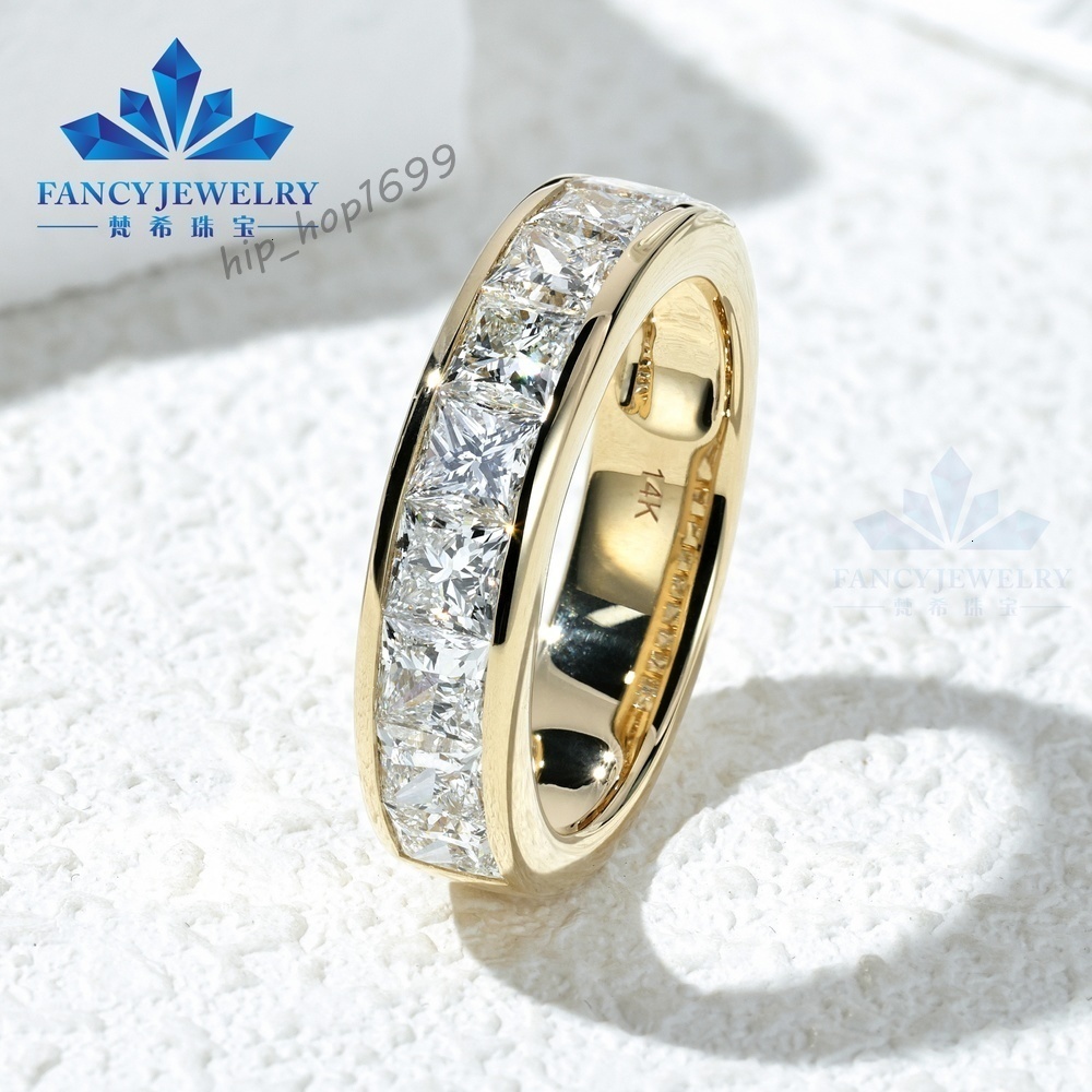 Custom Hot Selling 10K 14K 18K 3X3mm Princess Cut Lab Grown Diamond Wedding 5mm Band Eternity Promise Rings Gifts