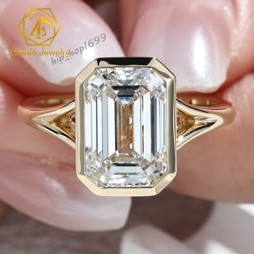 High Quality Excellent Cut Lab Grown Diamond Ring 18K Solid Gold Custom Engagement Ring Emerald Cut 3ct Lab Grown Diamond Ring