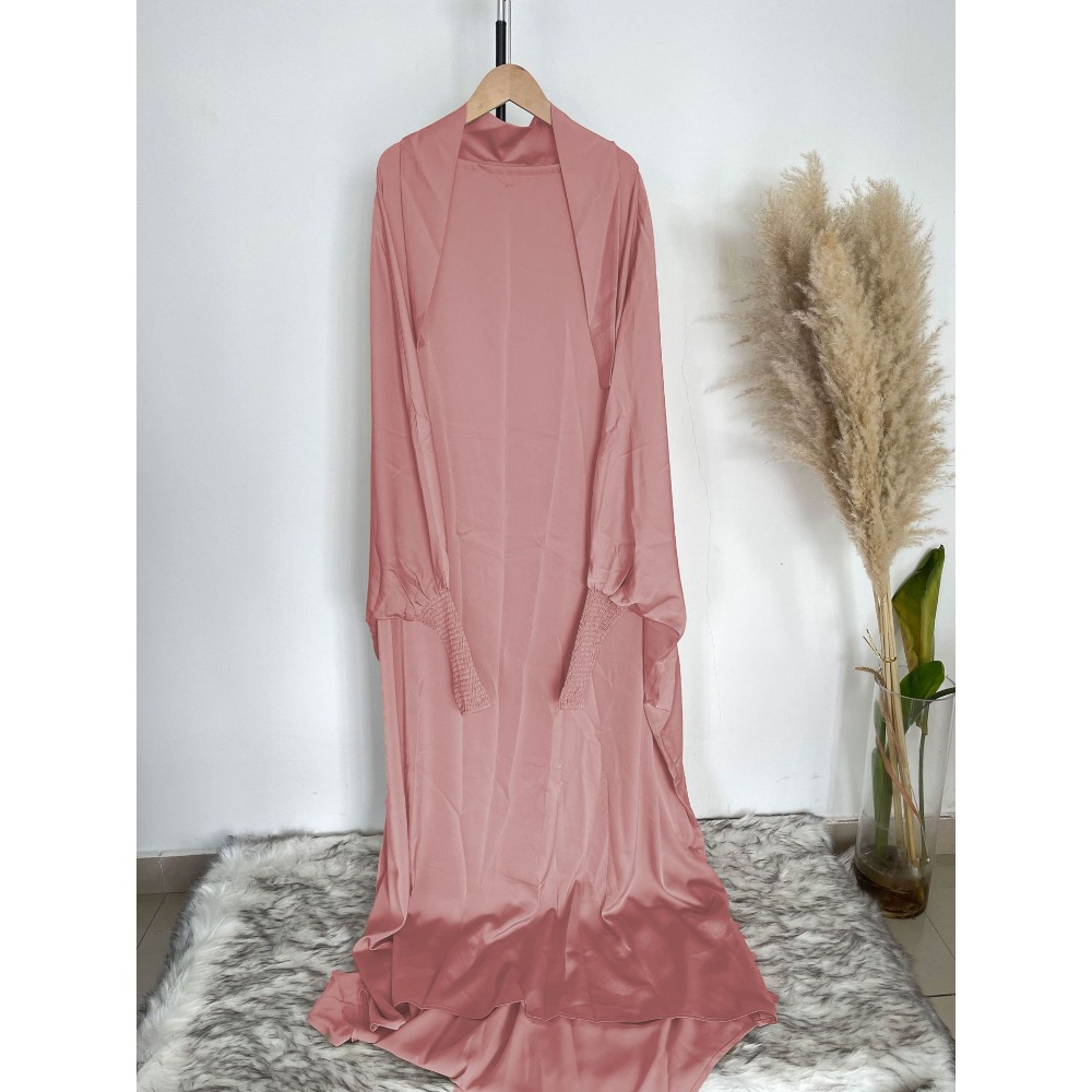 (136) Nouvelle Robe en Satin à col rond du Moyen-Orient Robe de Style ample et confortable pour les femmes