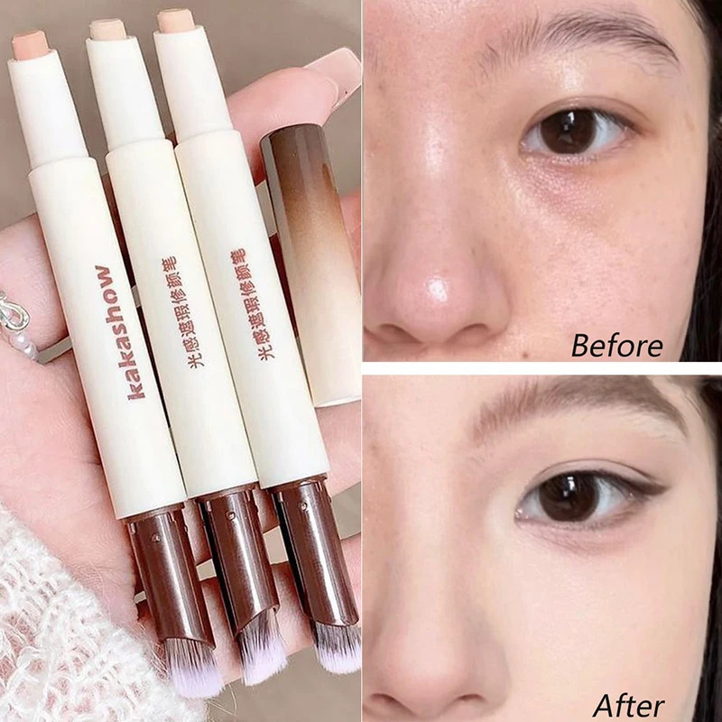 Face Color Corrector With Brush Concealer Pen Brighten Double-head High Coverage Dark Circles Contour Concealers Stick Makeup 261009