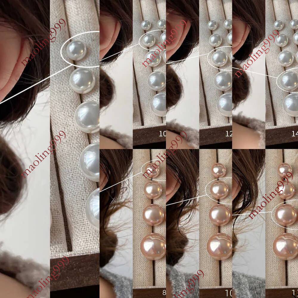 luxe S925 argent aiguille perle boule ronde boucles d'oreilles de créateur pour les femmes OL charmes élégants blanc rose perles boucle d'oreille