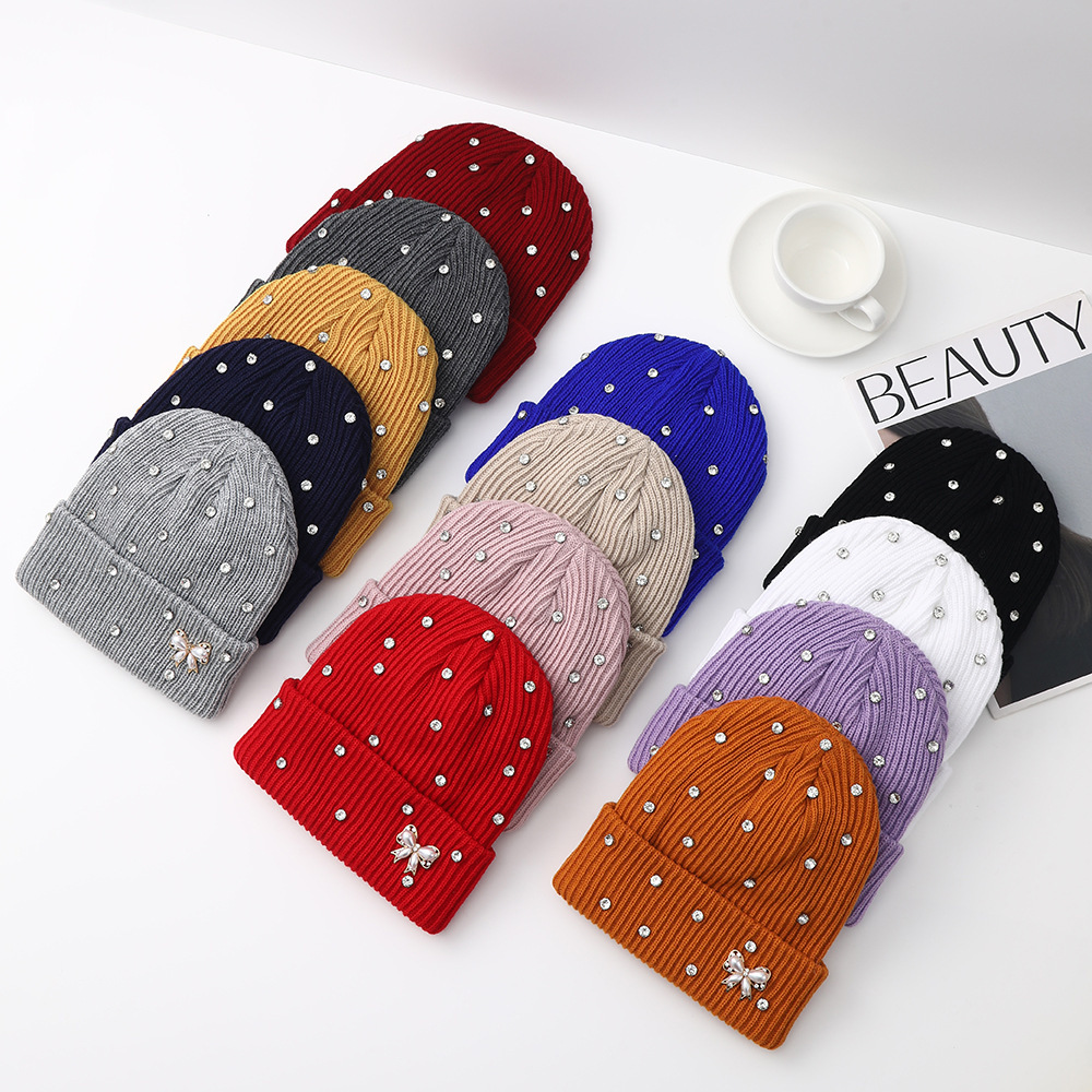 Luxury Cap Brand Designer Hat Luxury Cap Brand Designer Hat Autumn Winter New Korean Version Light Luxury Style Pearl Knitted Large Head Circumferen