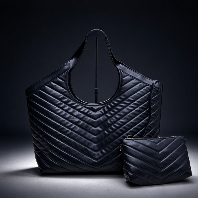Designer Luxury bag Women Quilted Large Tote Bag With Small Pouch, Rhombus Chevron Padded Shoulder Handbag, Big Capacity Casual Shopping Work Should