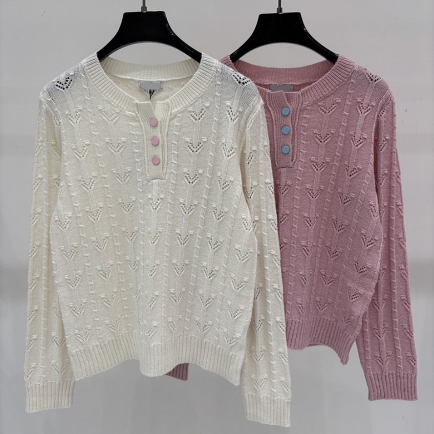 Designer Women Y2K Knit Sweater Luxury Hollow Out Loose Fit Pullover Sweater Autumn Holiday Travel Versatile Sweater