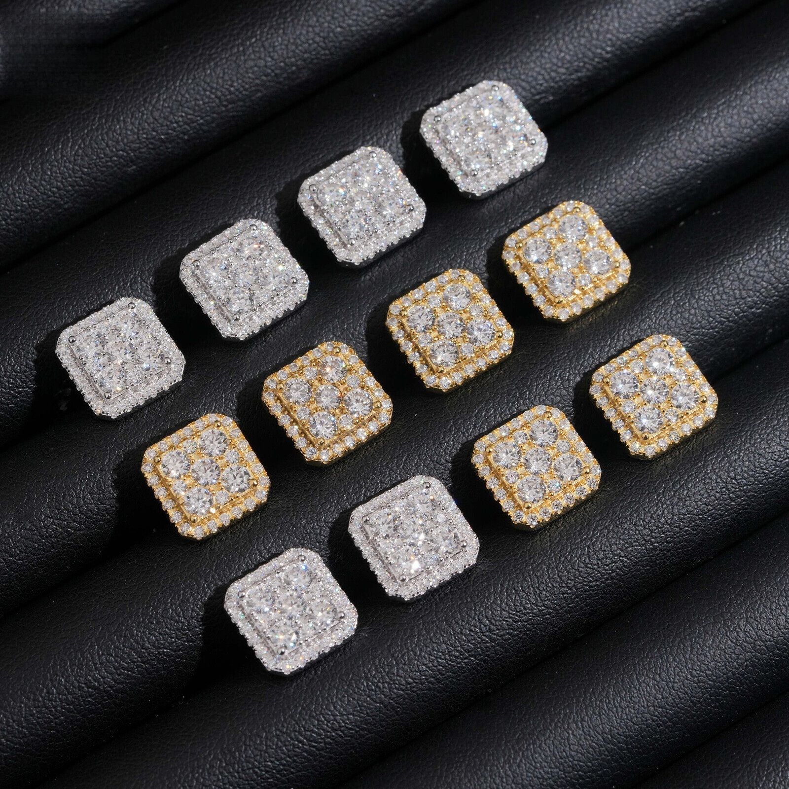 New popular model: S925 silver fully encrusted with moissanite, extremely shiny, niche earrings , passes certification test in