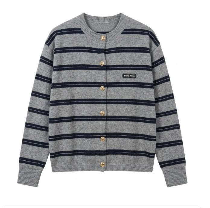 Women's Sweater Loose Knitted Cardigan Striped Color Block Sweater Casual Autumn Top Luxury Vintage Designer Sweaters