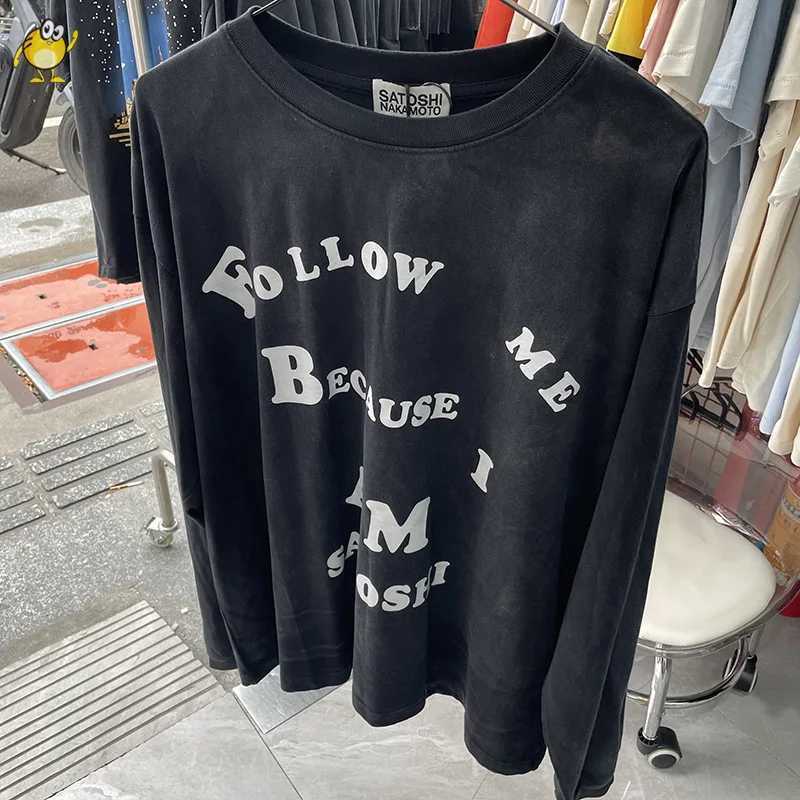 Vintage Washed Do Old Black Satoshi Nakamoto Long Sleeve T Shirt Men Woman High Street Crewneck New Oversize Top Tee T261019
