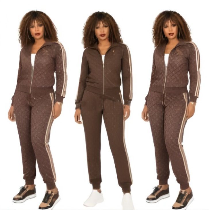 Women's Patchwork Tracksuit Stand up Collar Zipper Full Sleeve jacket Elastic Waist Pants Female 2 Piece Sets casual Lady Outfits