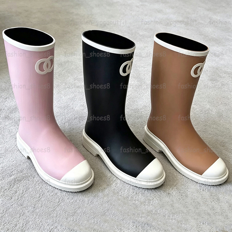 Designer Women Rainboots Shoes Rubber Boot Knee High Waterproof Classic Rain Boots Cowboy Booties Fall Winter Casual Outdoor Footwear Non Slip