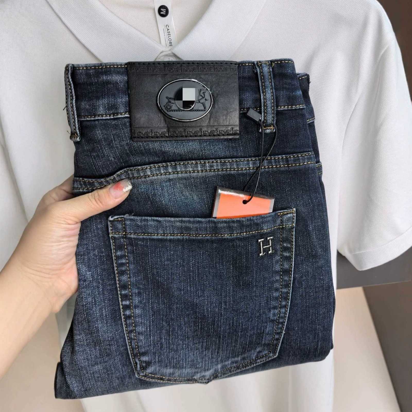 Designer Men's denim jeans Castings High-End European Men's Jeans, Slim Fit, Stretch, Washed, Straight Leg, Vintage Color, All-Season Men&